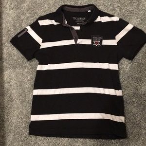 Guess striped patch collard shirt